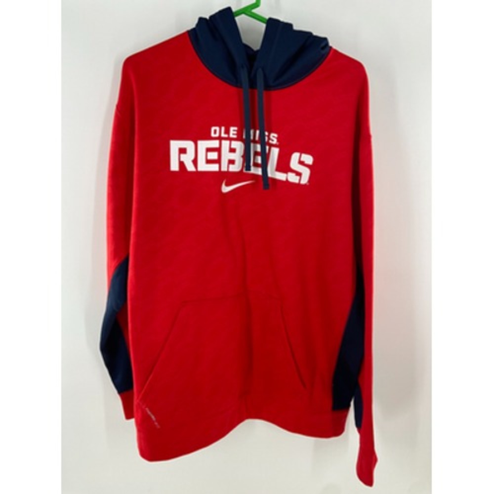 Nike‎ Men's Ole Miss Rebels Red Navy Therma-Fit Hoodie XXL